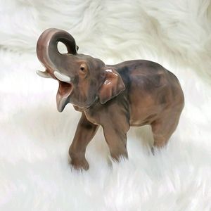 Denmark Porcelain Elephant Trunk Up Figurine
